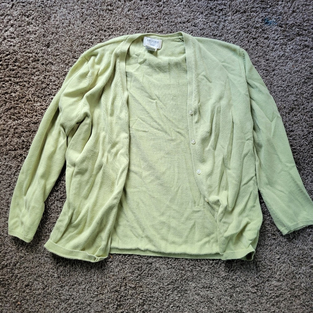 Brooks 346 Cotton Cardigan Small Green